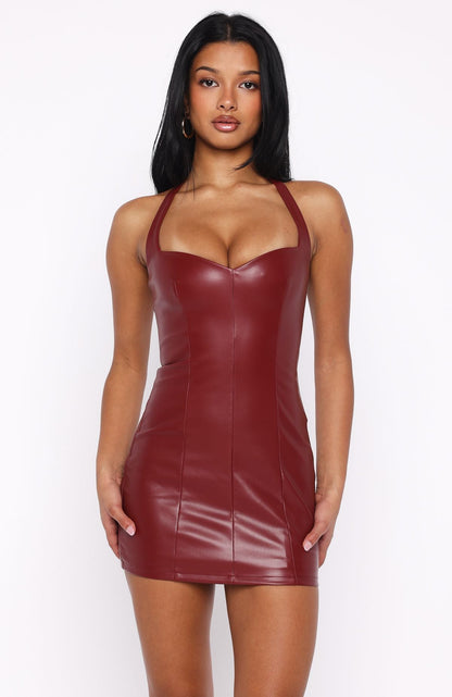 Nothing Personal Pu Mini Dress - Red