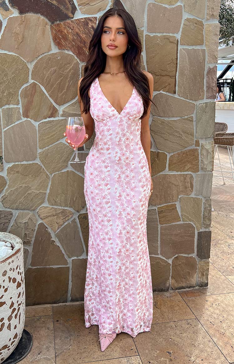 Farida Lace Maxi Dress – Pink