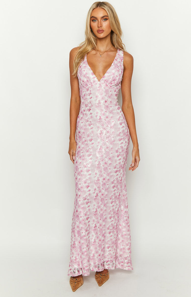 Farida Lace Maxi Dress – Pink