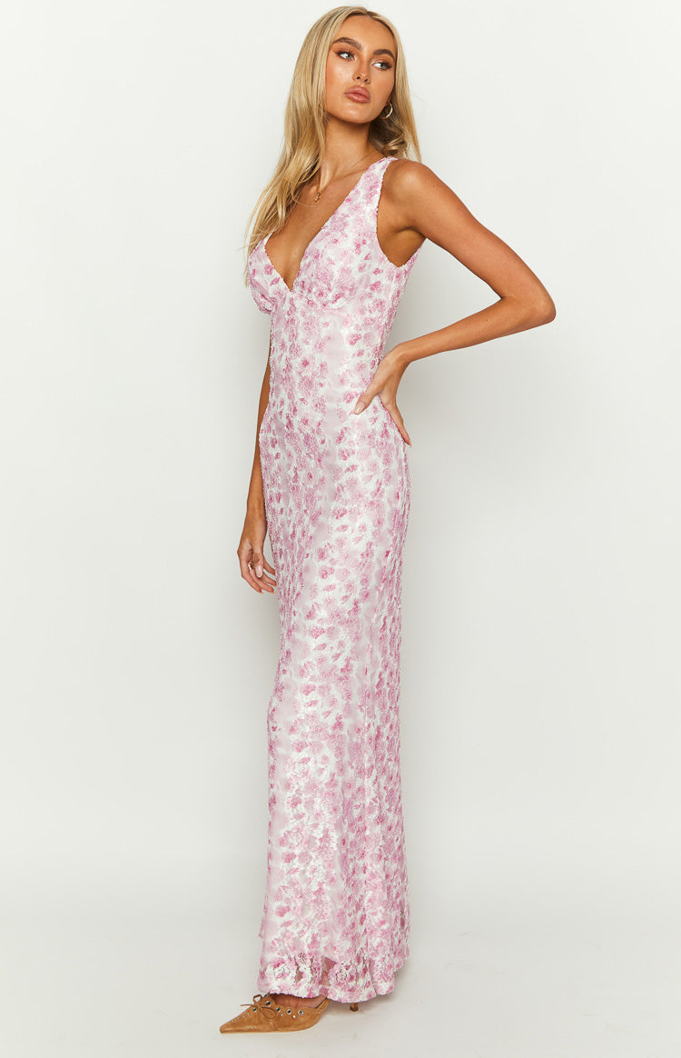 Farida Lace Maxi Dress – Pink
