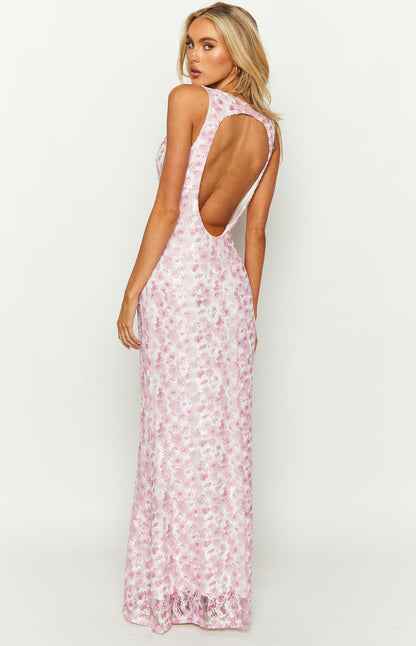 Farida Lace Maxi Dress – Pink