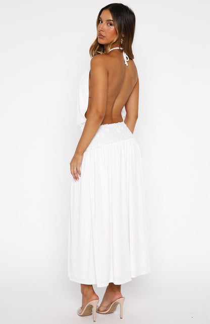 Always Evolving Halter Midi Dress – White