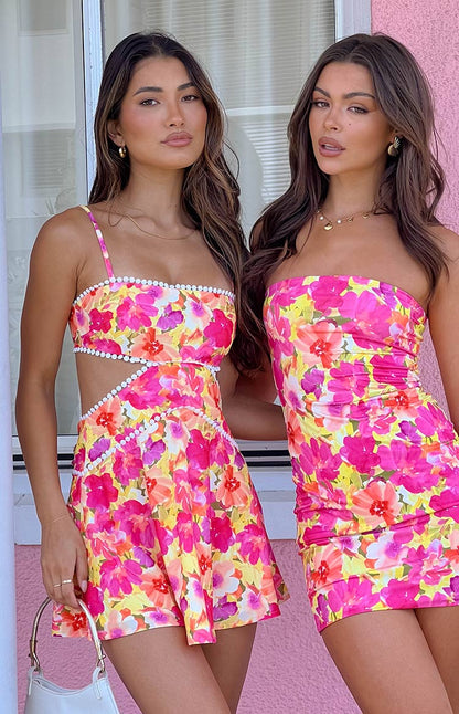 Josie Mini Dress – Yellow Floral