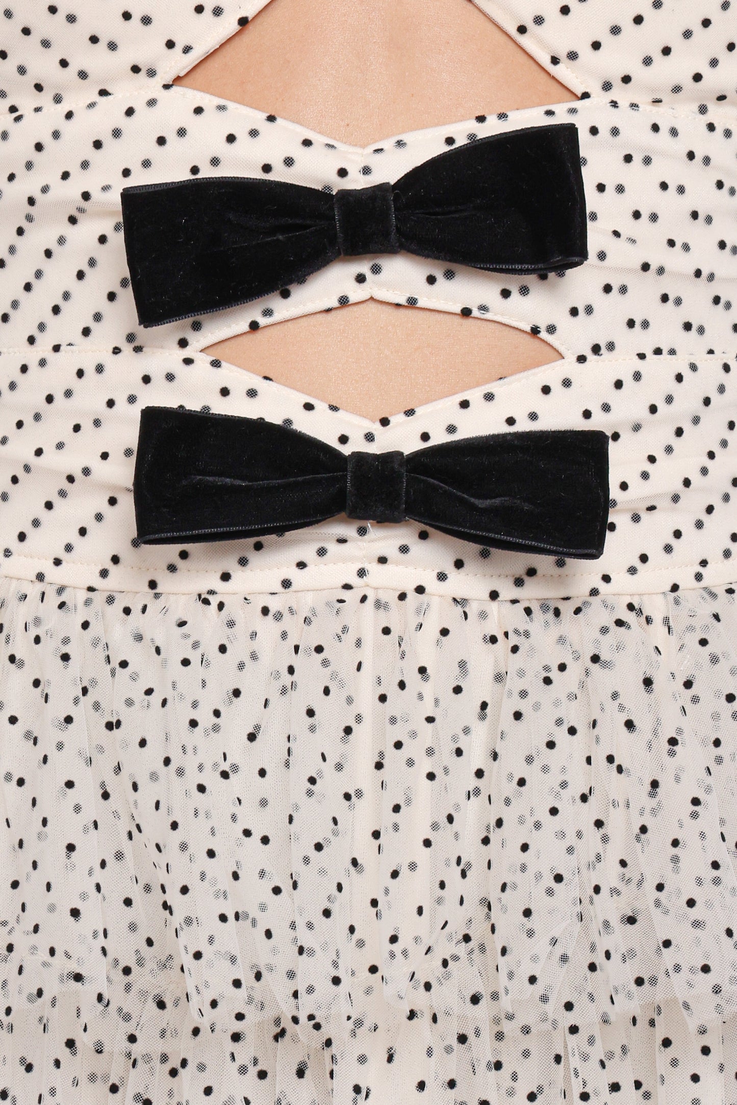 Kelari Strapless Midi Dress - Cream Polka Dot