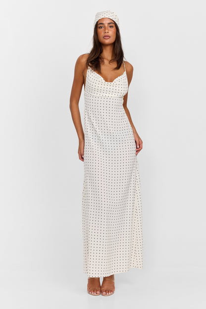 Lottie Maxi Dress White Polkadot