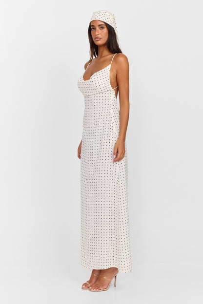 Lottie Maxi Dress White Polkadot