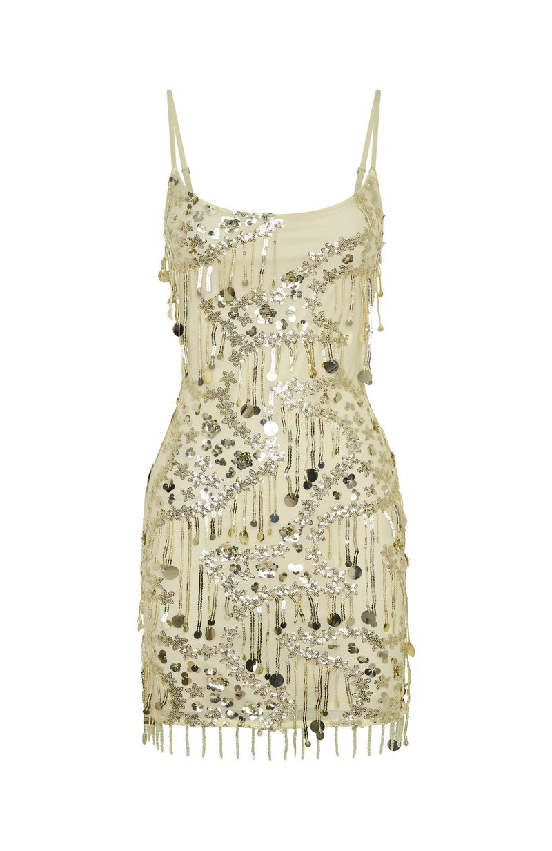 Decadent Daze Beaded Mini Dress - Apple