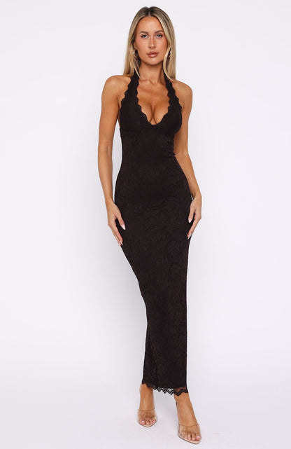 Destiny Lace Maxi Dress - Chocolate