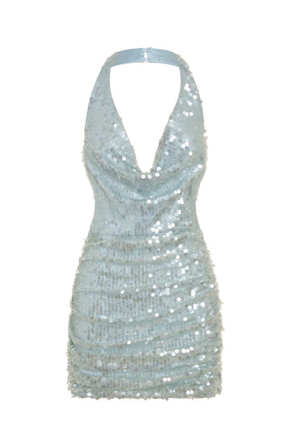 At The Function Halter Mini Dress Mist