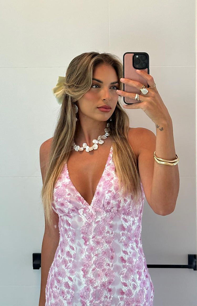 Farida Lace Maxi Dress – Pink