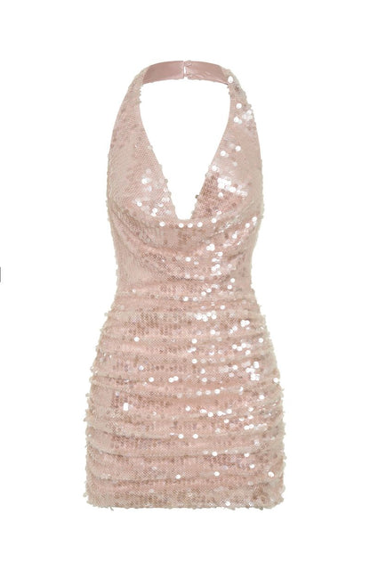 At The Function Halter Mini Dress - Pink