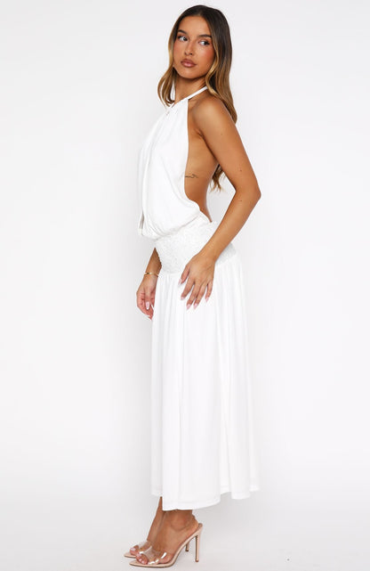 Always Evolving Halter Midi Dress – White